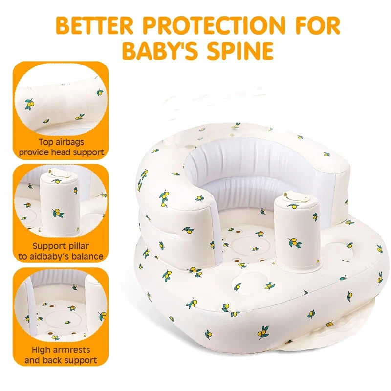 Children Inflatable Sofa,Blow Up with Built in Air Pump,Inflatable Baby Sofa for Babies 3 Months & Up,Baby Seats for Infants