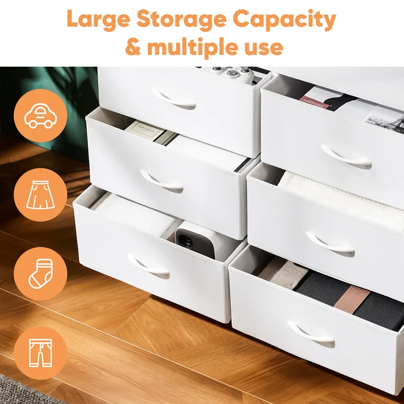 JHK Dresser Children's Wardrobe For Bedroom With 8 Fabric Drawers Storage Cabinet Steel Frame Assembly Closet For Home Furniture