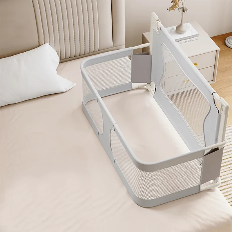 Baby Bedside Crib 120x50cm, Parent Bed Crib, Bed Rail/Fall Protection Alternative for Children's Bed, Baby Box Spring Bed