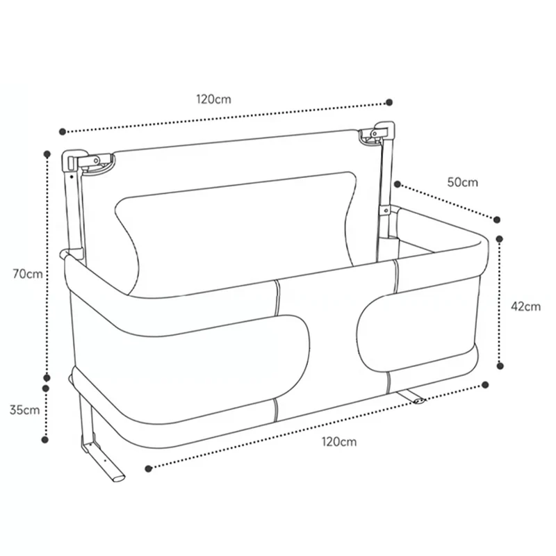 Baby Bedside Crib 120x50cm, Parent Bed Crib, Bed Rail/Fall Protection Alternative for Children's Bed, Baby Box Spring Bed