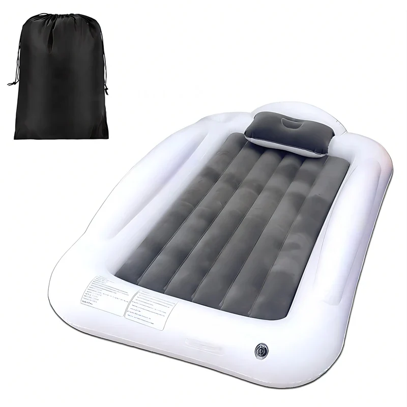 Portable Inflatable Toddler Travel Guardrail Air Mattress Mattress for Kids- Summer Outdoor Beach Sleeping Pad WIth Flocking