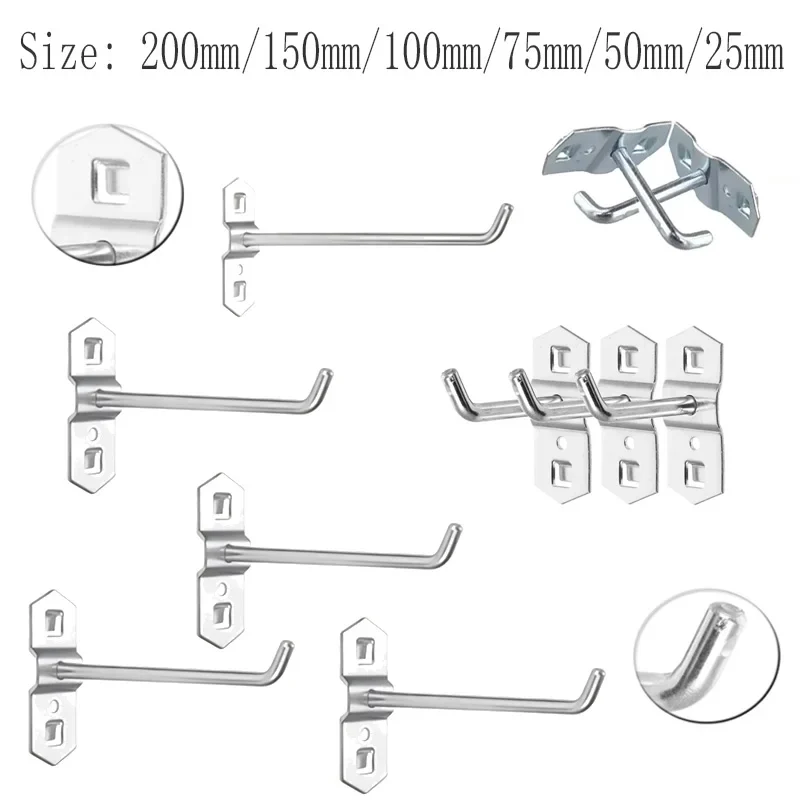 1-10pcs Pegboard Hooks, Steel Single Oblique Hangers for Garage Tool Organization, Kitchen Utensil Key Holder