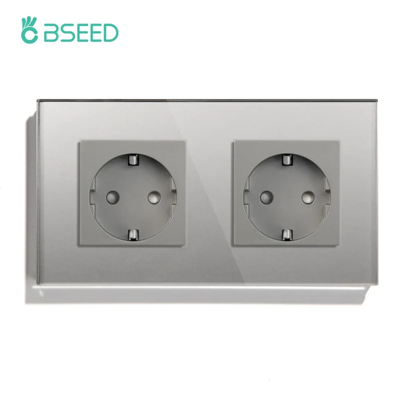 BSEED EU Standard Wall Electrical Sockets Type-C Outlets Wall Power Socket USB Charge Port Glass Panel Kids Protection 16A