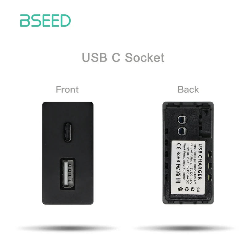 BSEED Wall Internet Cat5 Socket Plastic Frame Parts USB Charge Port TV Satellite Interface Function DIY Combination