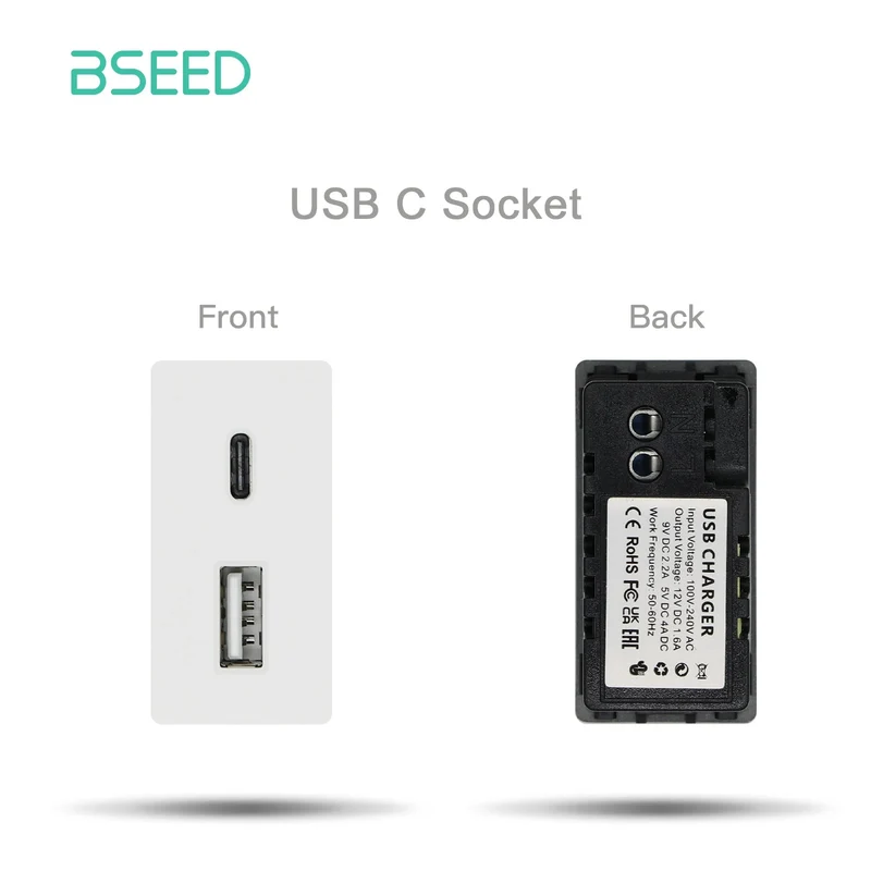 BSEED Wall Internet Cat5 Socket Plastic Frame Parts USB Charge Port TV Satellite Interface Function DIY Combination