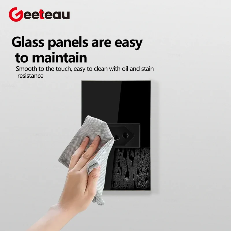 Geeteau Black White Glass Panel Single Brazil Wall Socket 10A Full paddle Standard Home Safe Stable Household Power Plug
