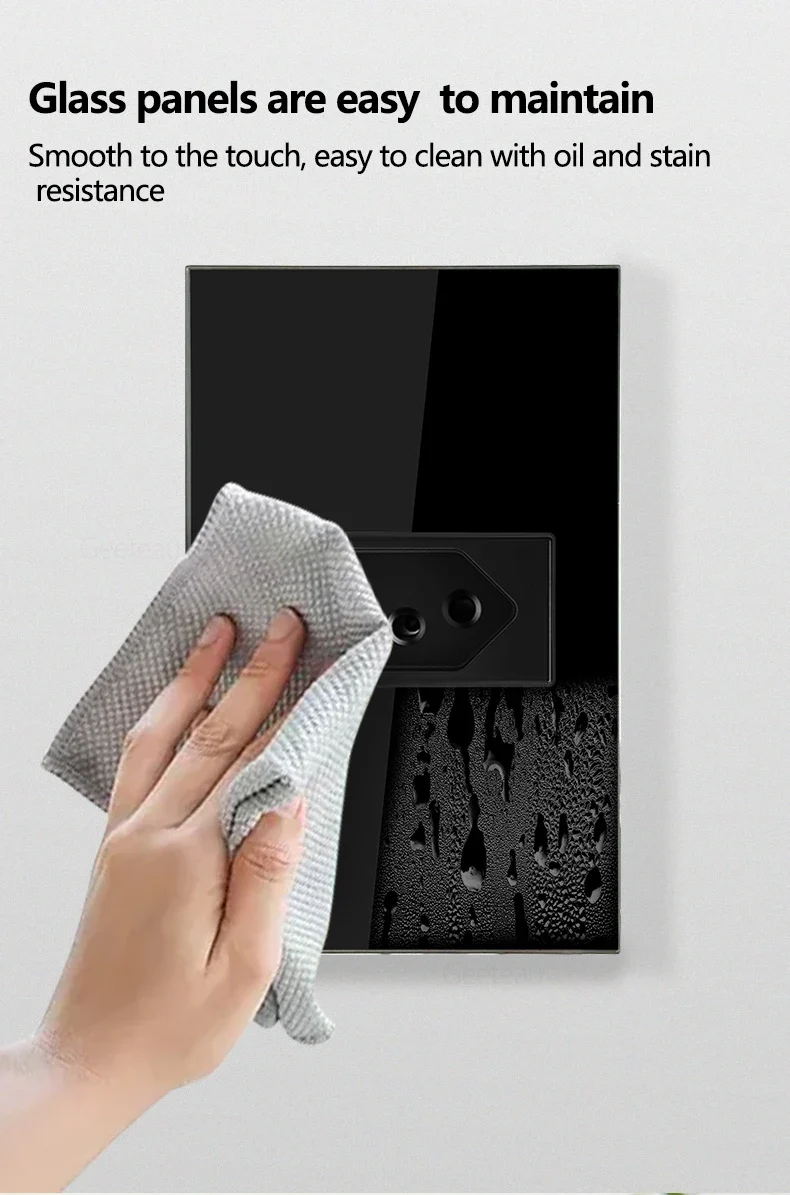 Geeteau Black White Glass Panel Single Brazil Wall Socket 10A Full paddle Standard Home Safe Stable Household Power Plug