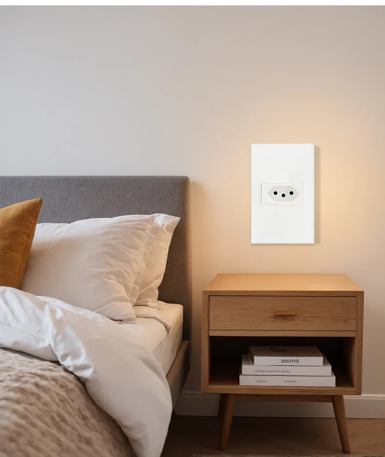 Geeteau Black White Glass Panel Single Brazil Wall Socket 10A Full paddle Standard Home Safe Stable Household Power Plug