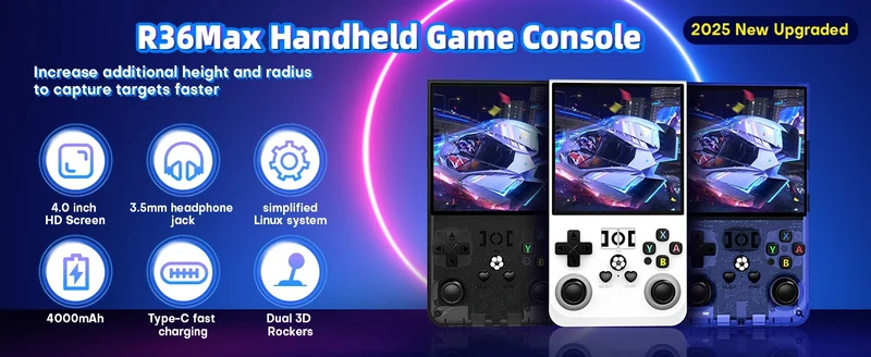 AISLPC R36Max Handheld Game Console Open Source 4.0 Inch Screen RK3326 Chip 18000+Game Portable Pocket Video Player Ship From US