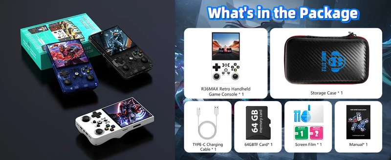 AISLPC R36Max Handheld Game Console Open Source 4.0 Inch Screen RK3326 Chip 18000+Game Portable Pocket Video Player Ship From US