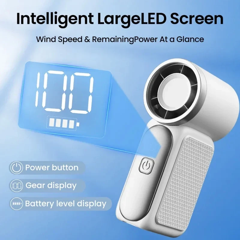 USB Rechargeable Mini Handheld Fan Ultra-Quiet Digital Display Small Electric Fan Powerful Wind Personal Cooling Fan With Light
