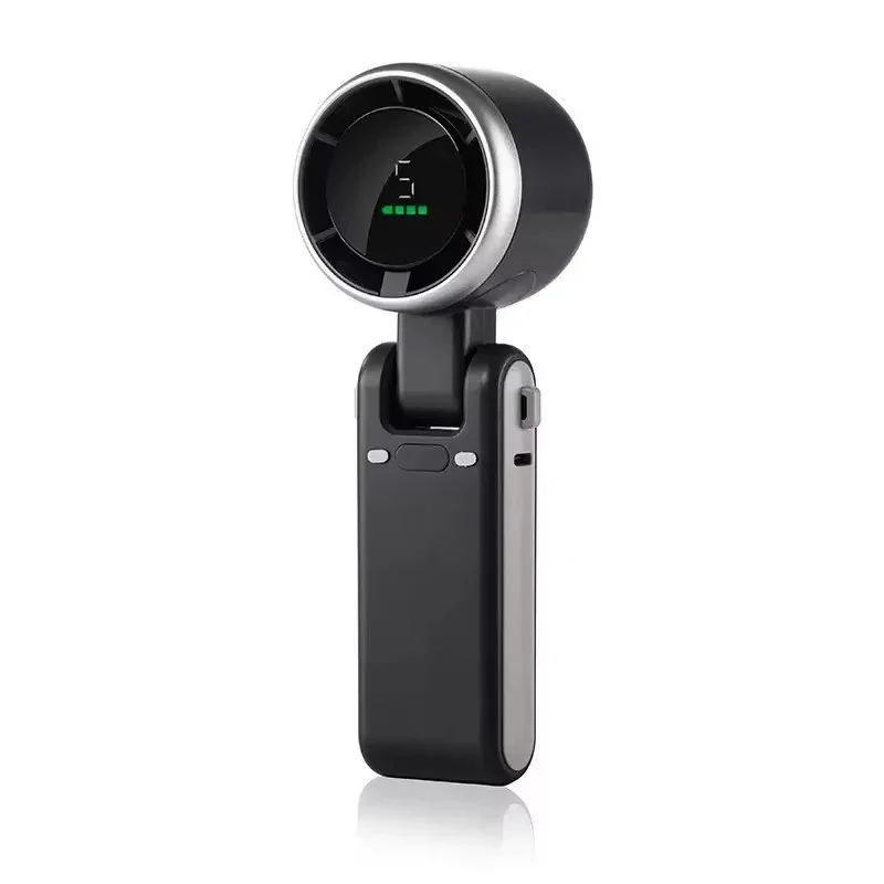 USB Rechargeable Mini Handheld Fan Ultra-Quiet Digital Display Small Electric Fan Powerful Wind Personal Cooling Fan With Light