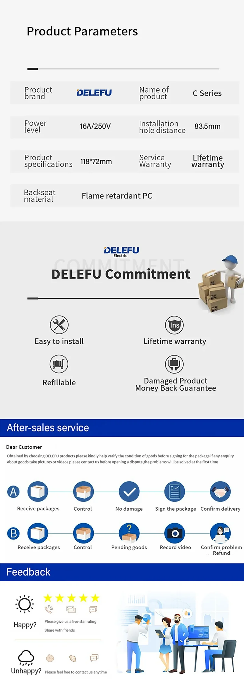 DELEFU Brazil Standard 10A 20A Gold Fireproof PC Panel Dual USB Type C Home Wall Light Switch Safe Power Socket