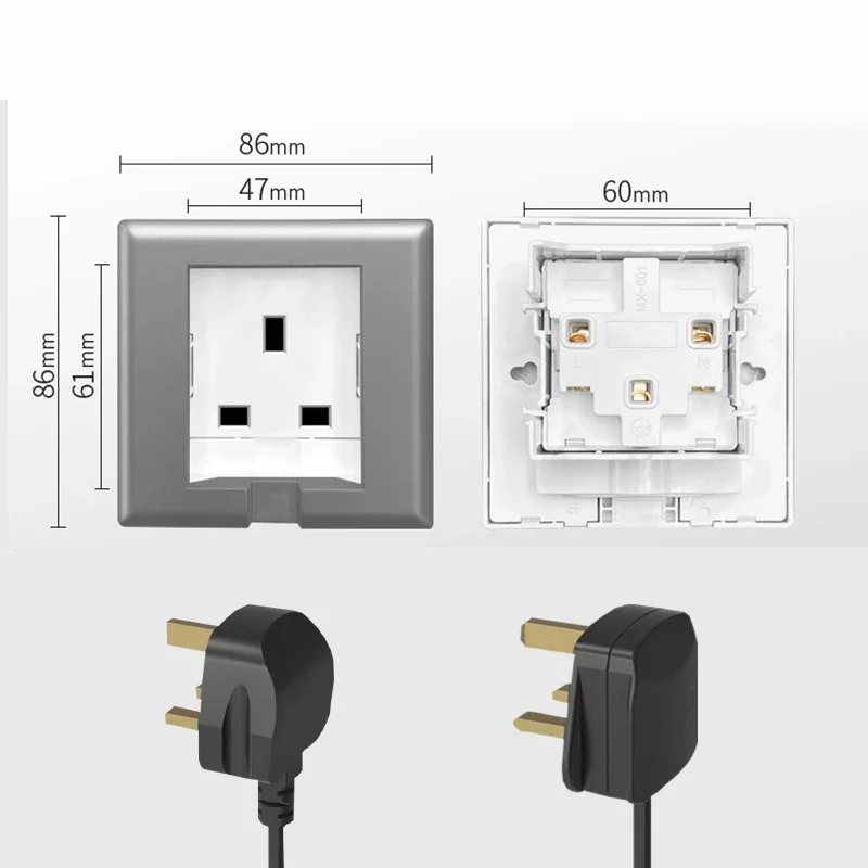UK Plug 13A Recessed Bathroom Socket Panel with Hidden Waterproof Plug and Built-in Type 86 Kitchen Invisible 220V Socket