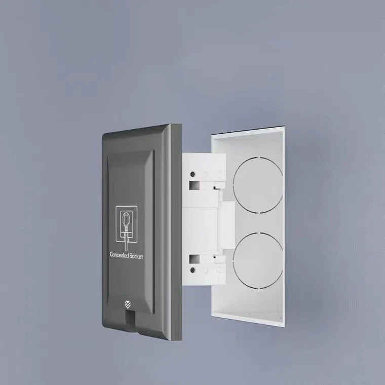 UK Plug 13A Recessed Bathroom Socket Panel with Hidden Waterproof Plug and Built-in Type 86 Kitchen Invisible 220V Socket