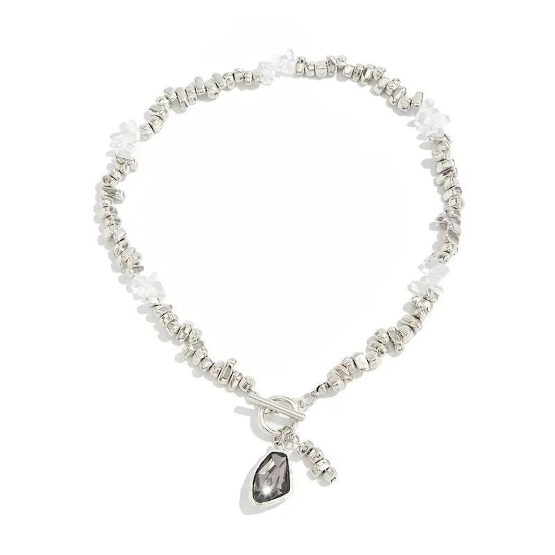 Salircon Irregular Beads Choker Necklace Women Fashion Elegant Black Acrylic Rhinestone Pendant Neck Wedding Party Jewelry Gifts