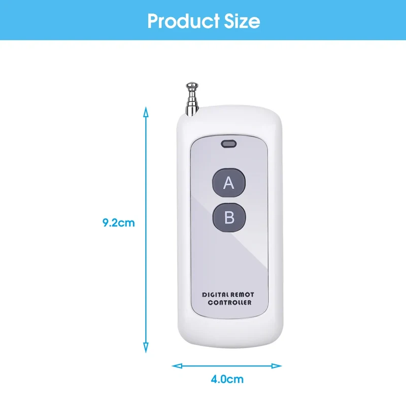 433Mhz Wireless RF Remote Control 1527 Learning Code Transmitter 2 Keys Long Range for Smart Home Garage Door Opener