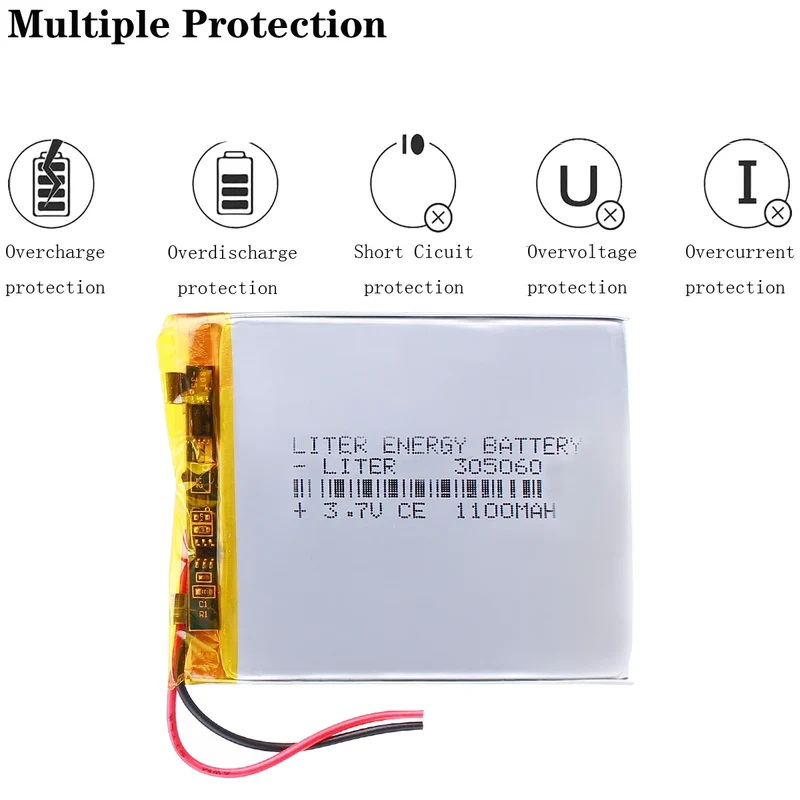 High Quality 305060 1100mah 3.7v Rechargeable Lithium-ion Battery