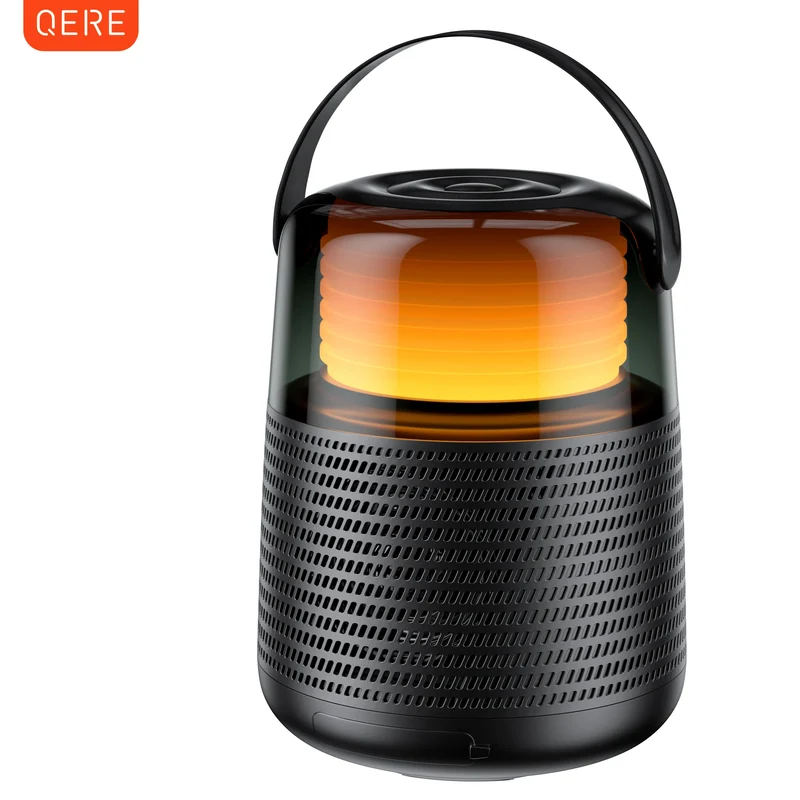 QERE HF55 Mini Portable Wireless Speaker Outdoor Subwoofer With Led Flashing Colorful Metal Bass Speaker