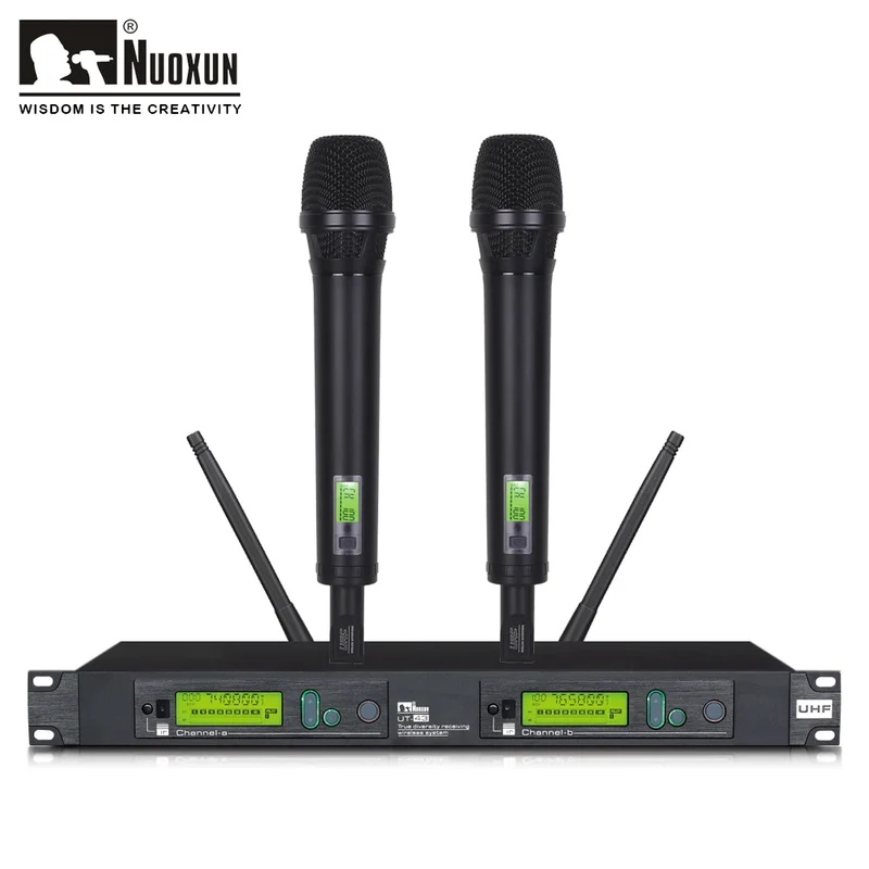 Professional Dual Channel True Diversity Handheld UHF Wireless Microphone Dynamic Metal Microphone for Performance