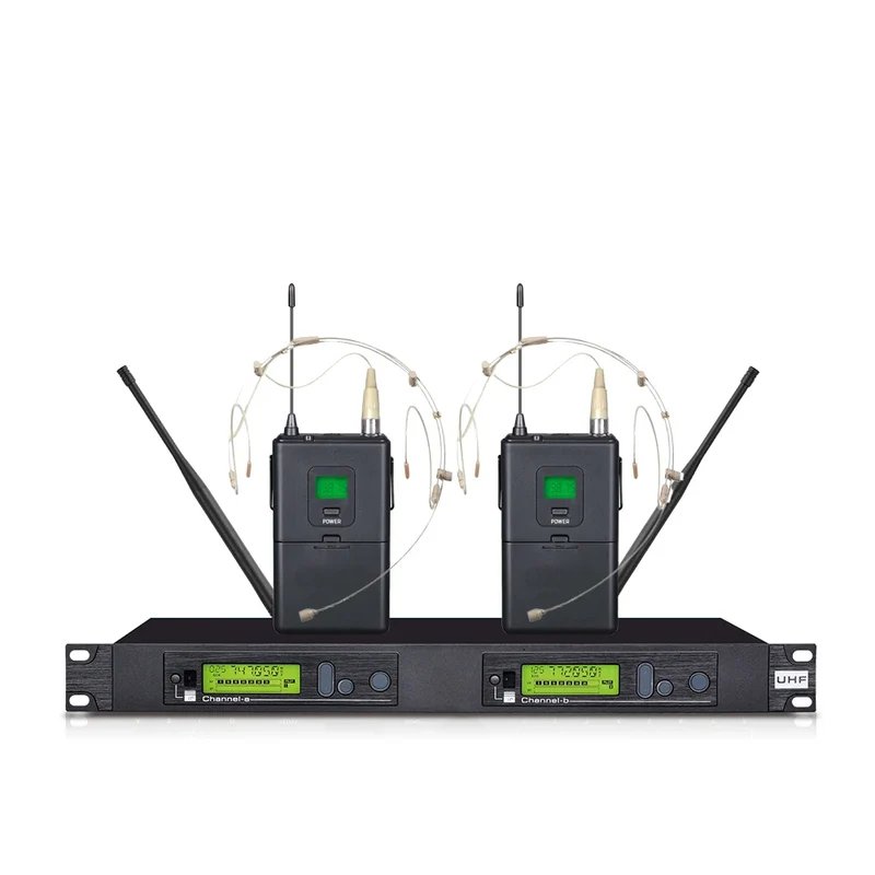 Professional Dual Channel True Diversity Handheld UHF Wireless Microphone Dynamic Metal Microphone for Performance