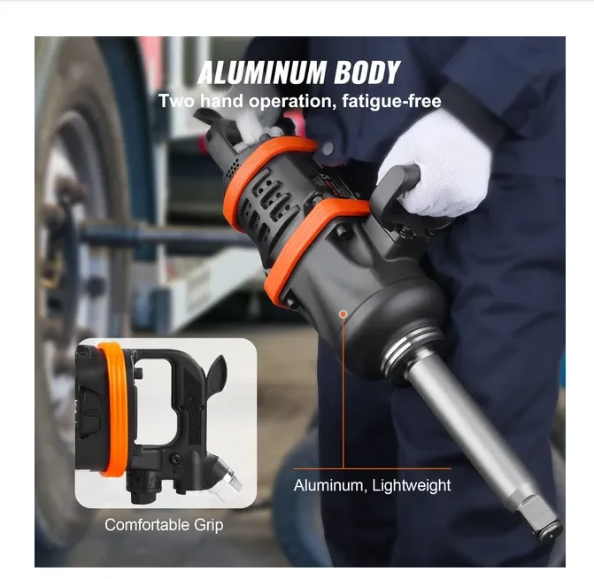 VEVOR 1 Inch Air Impact Wrench, up to 5175 Ft-lbs Beast Reverse Torque Output Pneumatic Impact Gun W/ 8 Inch Extended Anvil