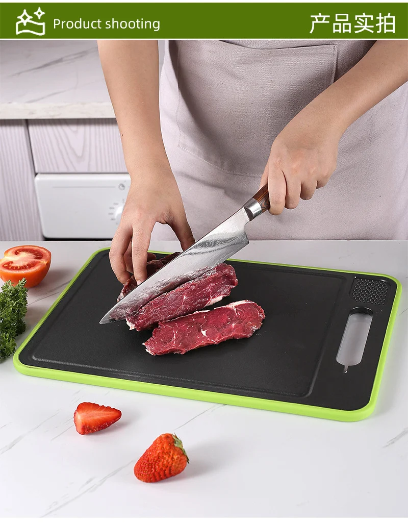 Stainless Steel Multifunctional Cutting Board with Knife Sharpener, Garlic Grinder, Meat Cutting Board, Aluminum Alloy Double-Sided Thawing Cutting Board