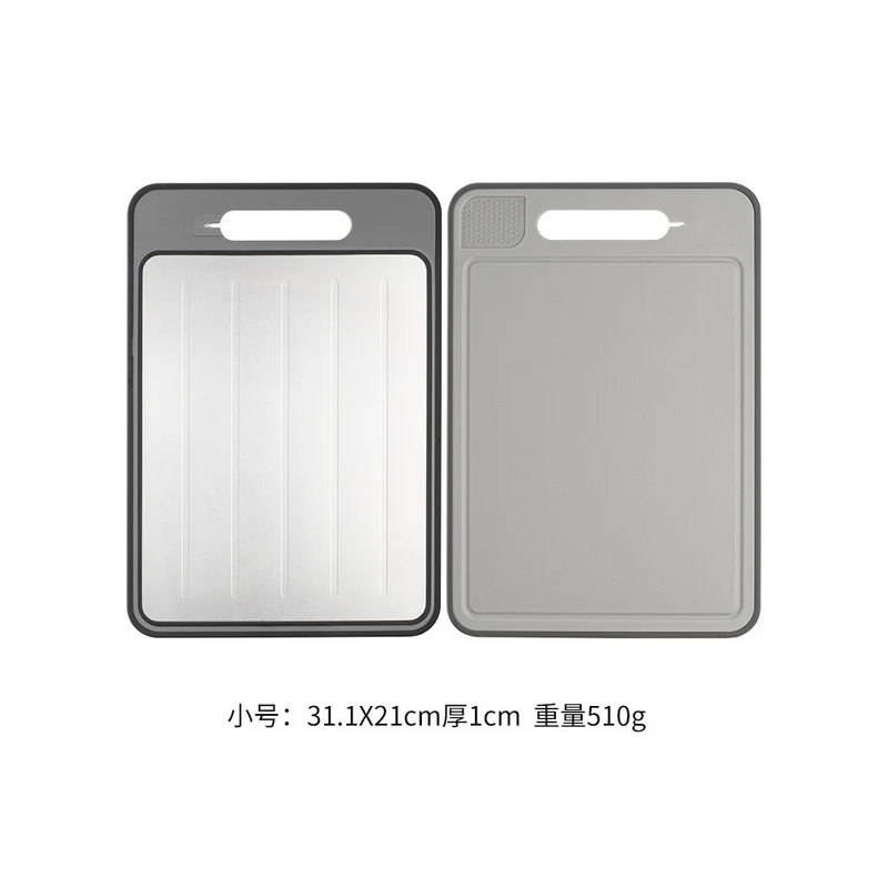 Stainless Steel Multifunctional Cutting Board with Knife Sharpener, Garlic Grinder, Meat Cutting Board, Aluminum Alloy Double-Sided Thawing Cutting Board