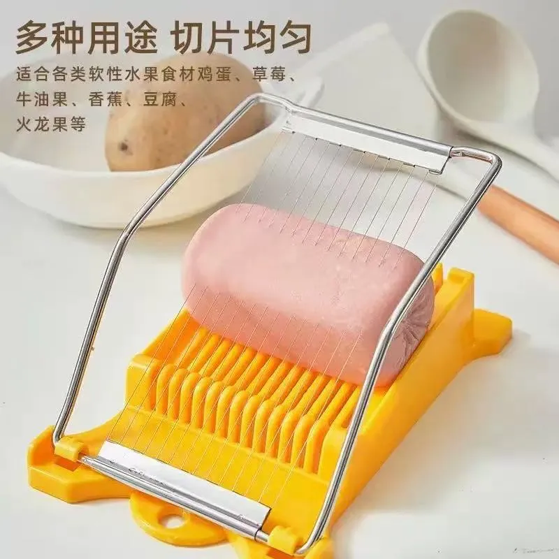 10-Line Lunch Meat Slicer Household Fruit Vegetable Cutter Kitchen Egg Ham Potato Stainless Steel Wire Slicer