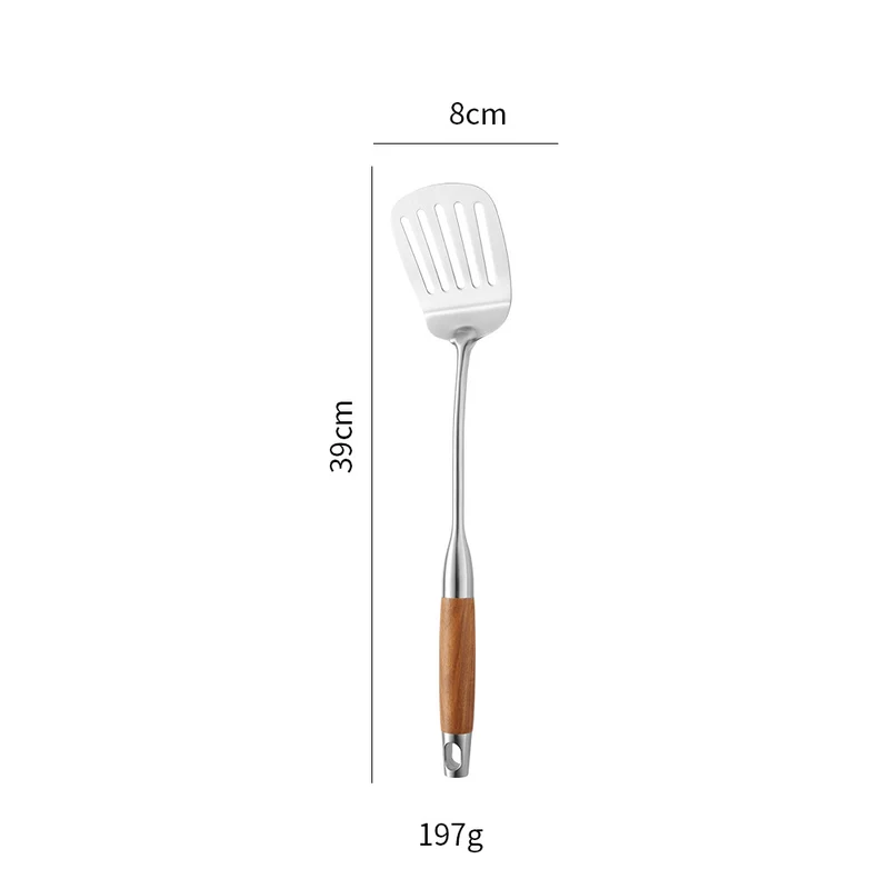 Cross-Border Kitchenware 316 Stainless Steel Spatula for Cooking Household Soup Spoon Rosewood Handle Spatula Kitchen Utensils Frying Spoon