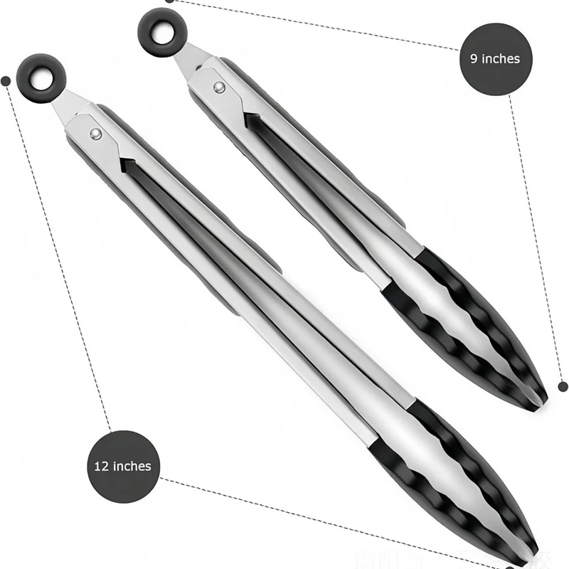 Silicone Clips for Kitchen Non-Stick Pans, Anti-Scalding and High Temperature Resistance, Household Barbecue and Steak Special Set, Stainless Steel Food Clips