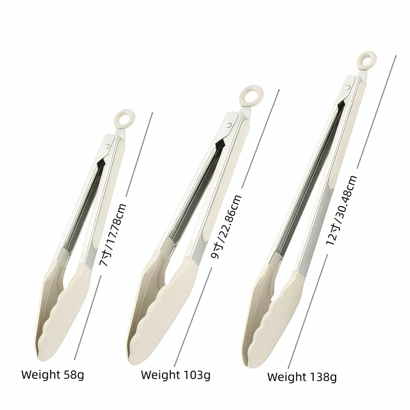 Silicone Clips for Kitchen Non-Stick Pans, Anti-Scalding and High Temperature Resistance, Household Barbecue and Steak Special Set, Stainless Steel Food Clips