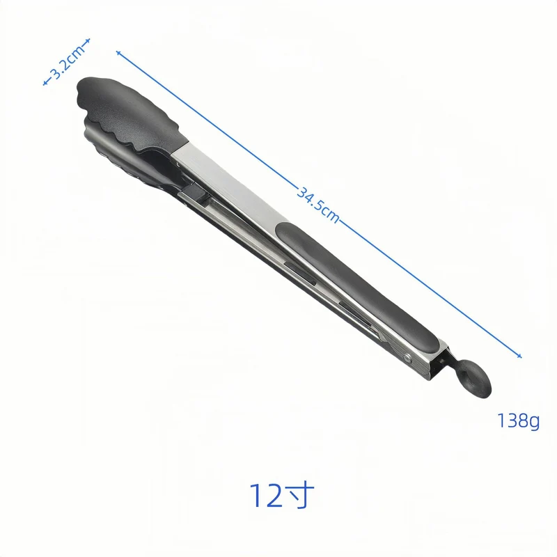 Silicone Clips for Kitchen Non-Stick Pans, Anti-Scalding and High Temperature Resistance, Household Barbecue and Steak Special Set, Stainless Steel Food Clips
