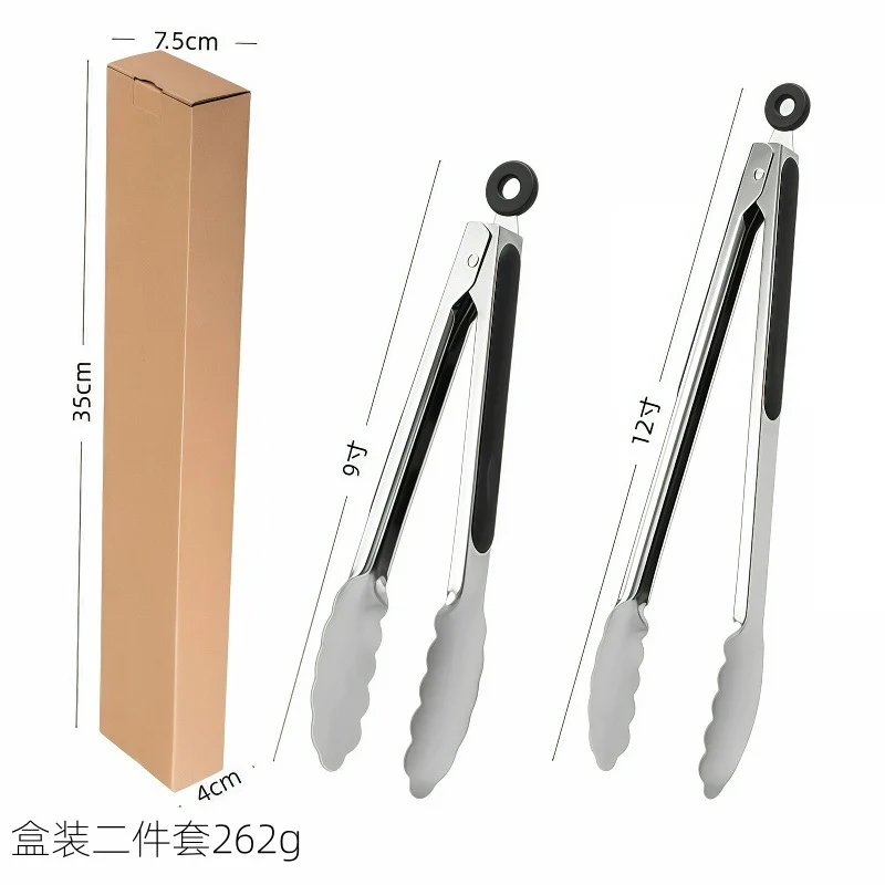 Silicone Clips for Kitchen Non-Stick Pans, Anti-Scalding and High Temperature Resistance, Household Barbecue and Steak Special Set, Stainless Steel Food Clips