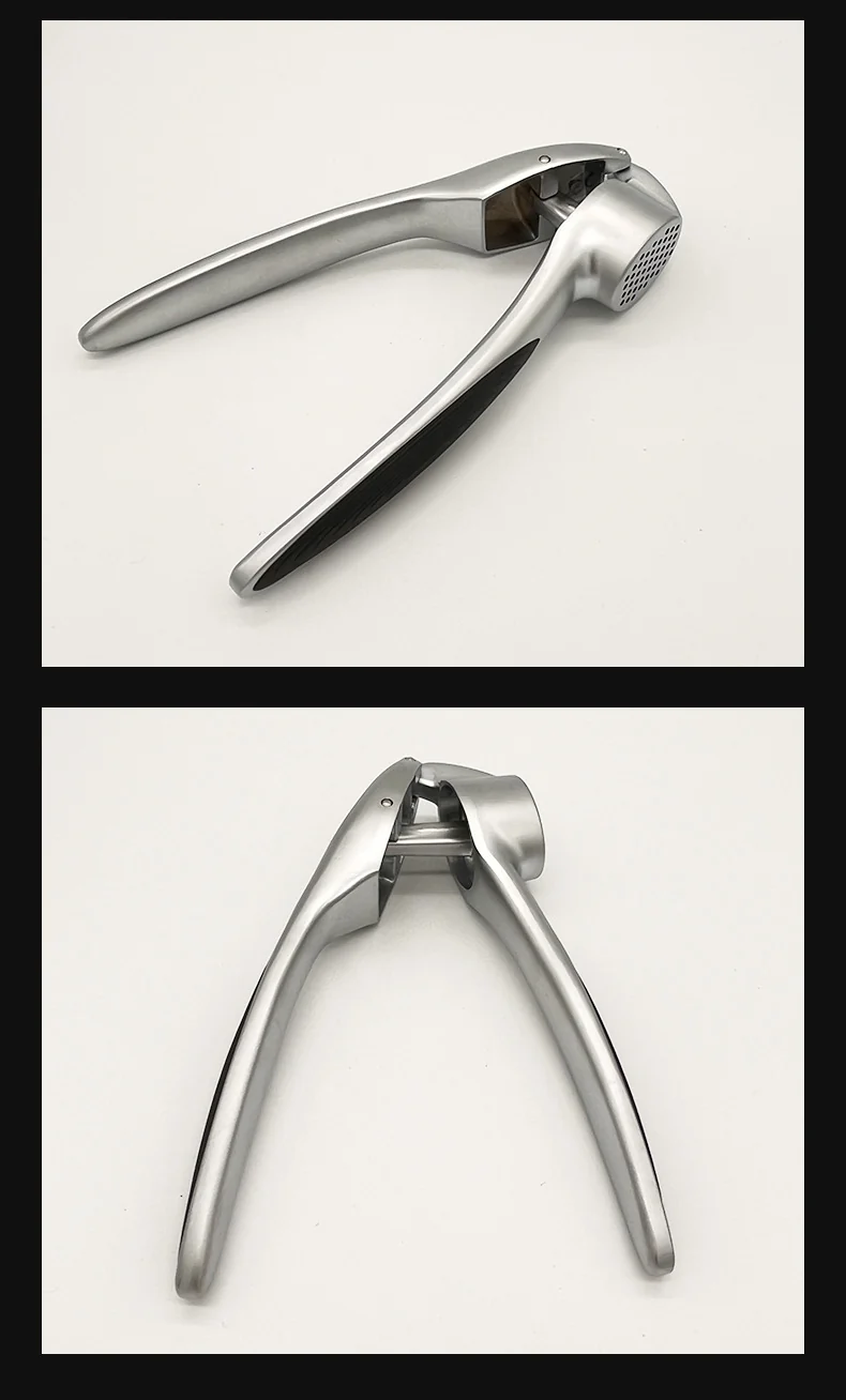 Manual Stainless Steel Zinc Alloy Garlic Press Household Kitchen Multi-Functional Garlic Press Thickeneded Clip and Pinch Garlic Press