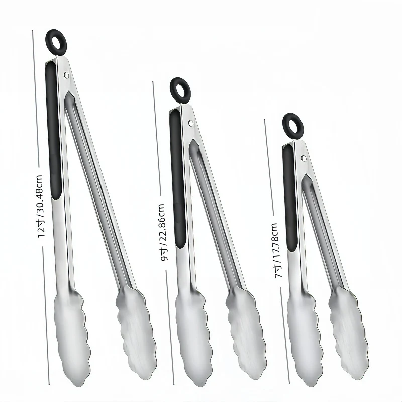 Cross-Border Silicone Clips, High Temperature Resistant Kitchen Anti-Scalding Barbecue Barbecue Clips, Food Clips, Household Stainless Steel Steak Clips