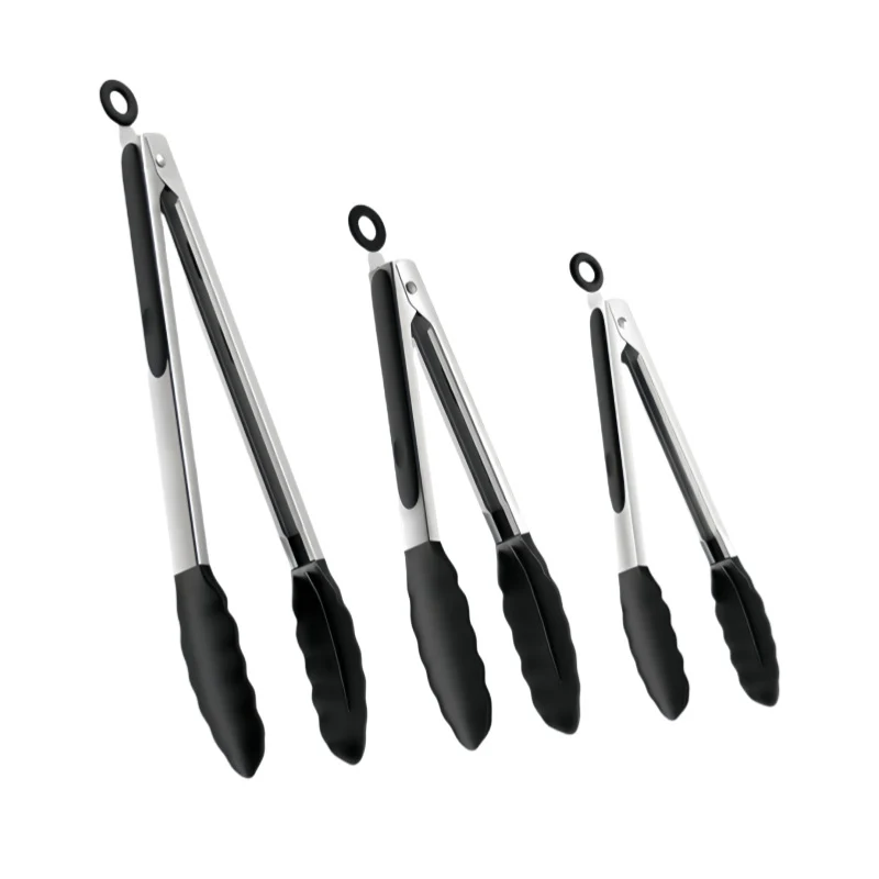 Cross-Border Silicone Clips, High Temperature Resistant Kitchen Anti-Scalding Barbecue Barbecue Clips, Food Clips, Household Stainless Steel Steak Clips