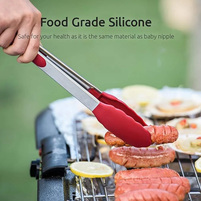 Cross-Border Silicone Clips, High Temperature Resistant Kitchen Anti-Scalding Barbecue Barbecue Clips, Food Clips, Household Stainless Steel Steak Clips