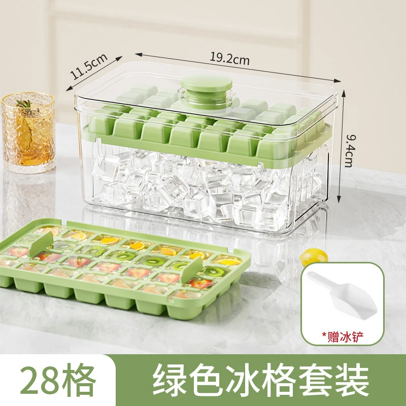 Cross-border pressing ice cube ice cube mould food grade pressing type household ice storage ice box with lid self-making ice box