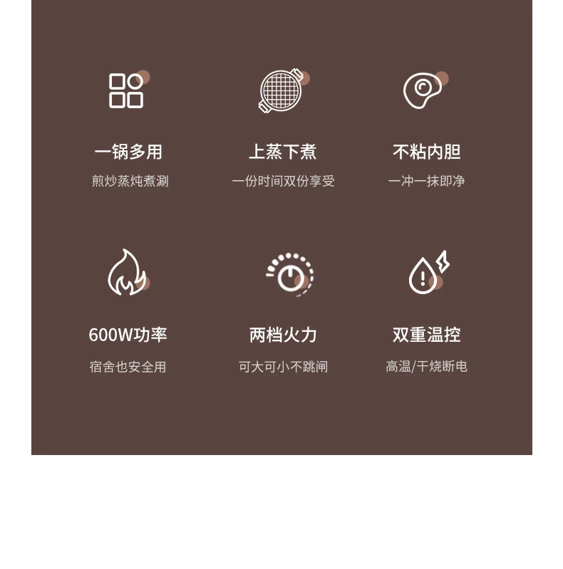 Electric Cooking Pot Dormitory Student Household Small Electric Pot All-In-One Pot Multi-Functional Mini 1-2 People Household Electric Hot Pot