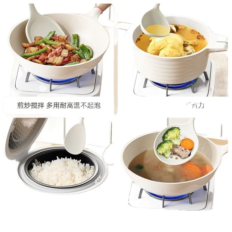 Wholesale gray two-color silicone spatula spoon household high temperature resistant non-stick pan cooking spatula soup spoon fishing fence kitchen suit