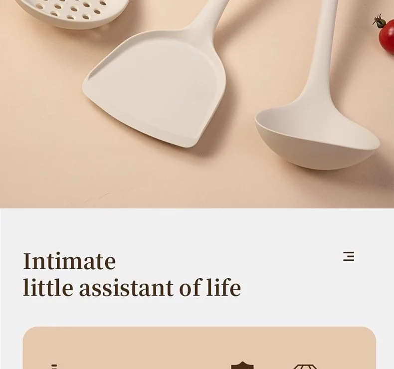 Wholesale gray two-color silicone spatula spoon household high temperature resistant non-stick pan cooking spatula soup spoon fishing fence kitchen suit