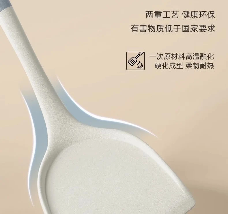 Wholesale gray two-color silicone spatula spoon household high temperature resistant non-stick pan cooking spatula soup spoon fishing fence kitchen suit