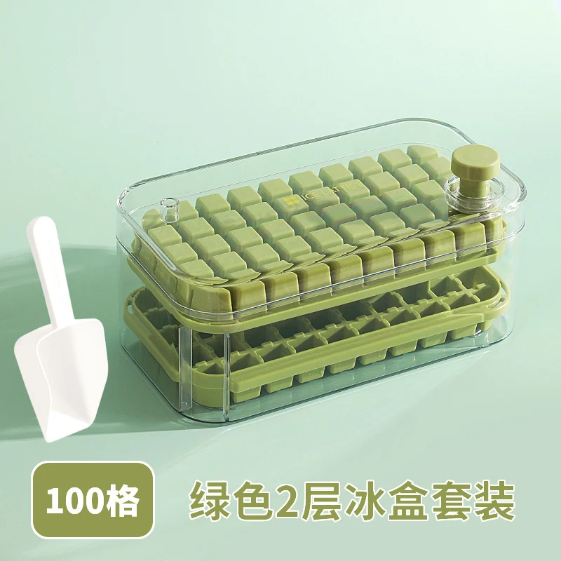 Ice Cube Mold Food Grade Household Pressed Ice Tray Large Capacity Ice Cube Storage Box Refrigerator Homemade Frozen Ice Artifact