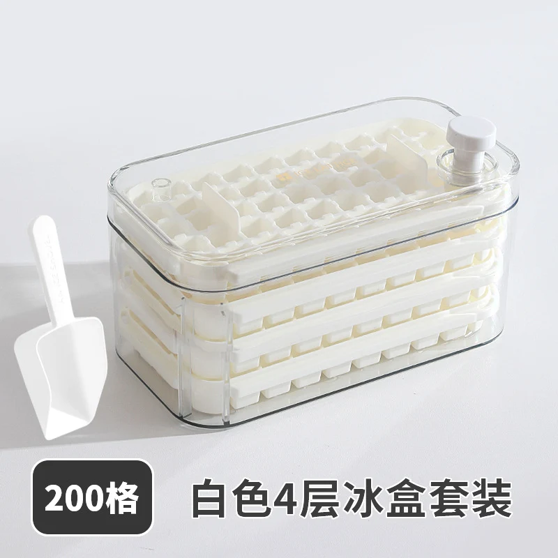 Ice Cube Mold Food Grade Household Pressed Ice Tray Large Capacity Ice Cube Storage Box Refrigerator Homemade Frozen Ice Artifact
