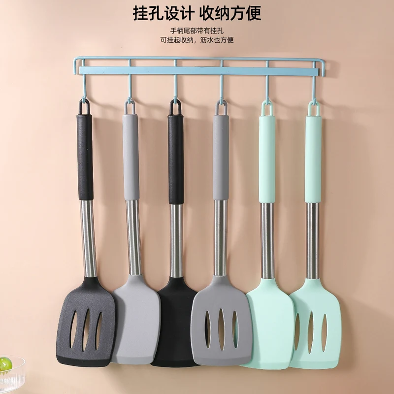 Silicone Frying Shovel Non-Stick Pan Frying Fish Shovel Leakage Shovel Household Kitchen Cooking Tools All-in-One Silicone Slant Leakage Shovel