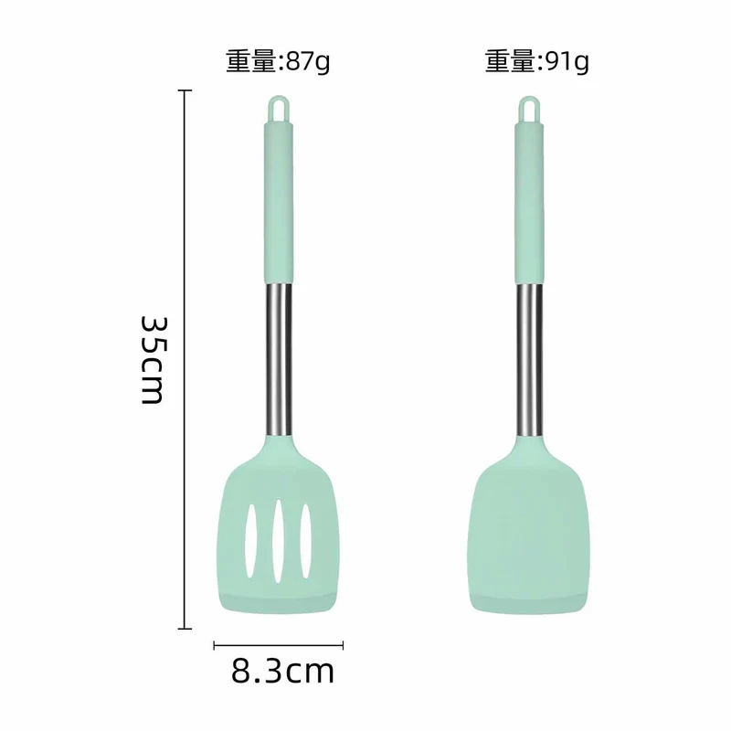 Silicone Frying Shovel Non-Stick Pan Frying Fish Shovel Leakage Shovel Household Kitchen Cooking Tools All-in-One Silicone Slant Leakage Shovel