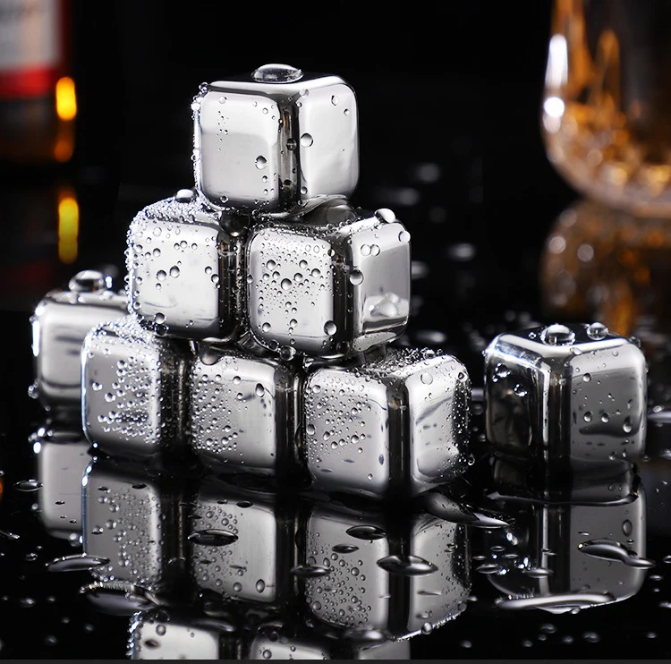 Cross-Border Commercial 304 Stainless Steel Ice Cubes Food Grade Quick-Frozen Ice Tartar Set Whiskey Iced Weishi Ice Cubes
