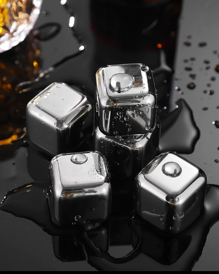 Cross-Border Commercial 304 Stainless Steel Ice Cubes Food Grade Quick-Frozen Ice Tartar Set Whiskey Iced Weishi Ice Cubes