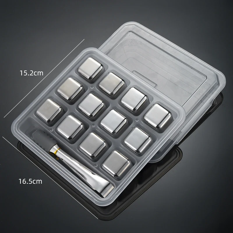 Cross-Border Commercial 304 Stainless Steel Ice Cubes Food Grade Quick-Frozen Ice Tartar Set Whiskey Iced Weishi Ice Cubes